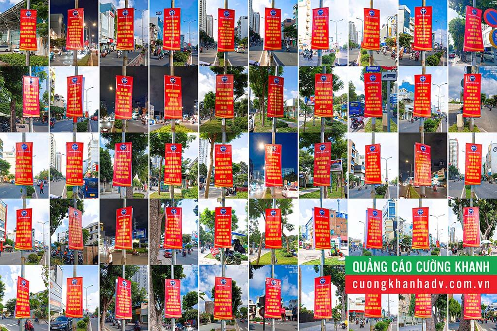 Pano, phướn đặt trên các tuyến đường phục vụ công tác tuyên truyền cho Đại hội Đảng bộ Phường Phú Thọ.