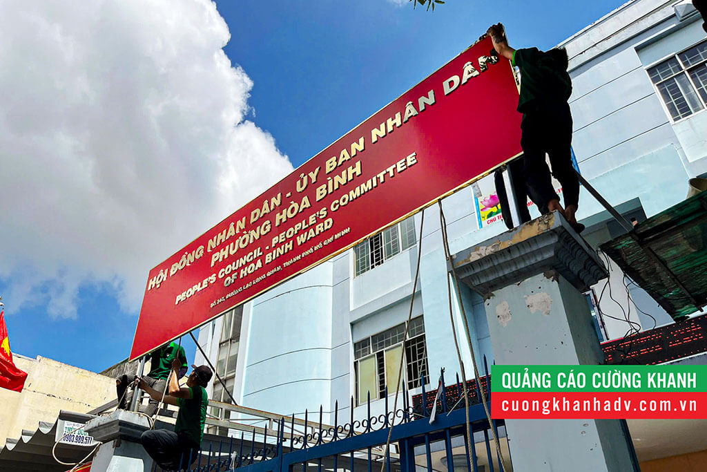 Sản xuất thi công bảng hiệu Phường Hòa Bình
