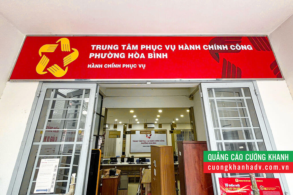 Sản xuất thi công bảng hiệu Phường Hòa Bình